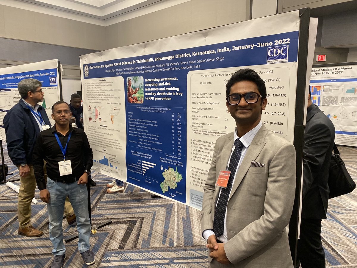 drramvictor's tweet photo. Happening tonight at FETP International night in EIS Conference 2023, Dr Bhavesh’s poster presentation on KFD #CDCEIS23 #FETPInternationalNight @CDCgov @US_CDCIndia @tephinet #IndiaEIS https://t.co/99ps2Kpeky