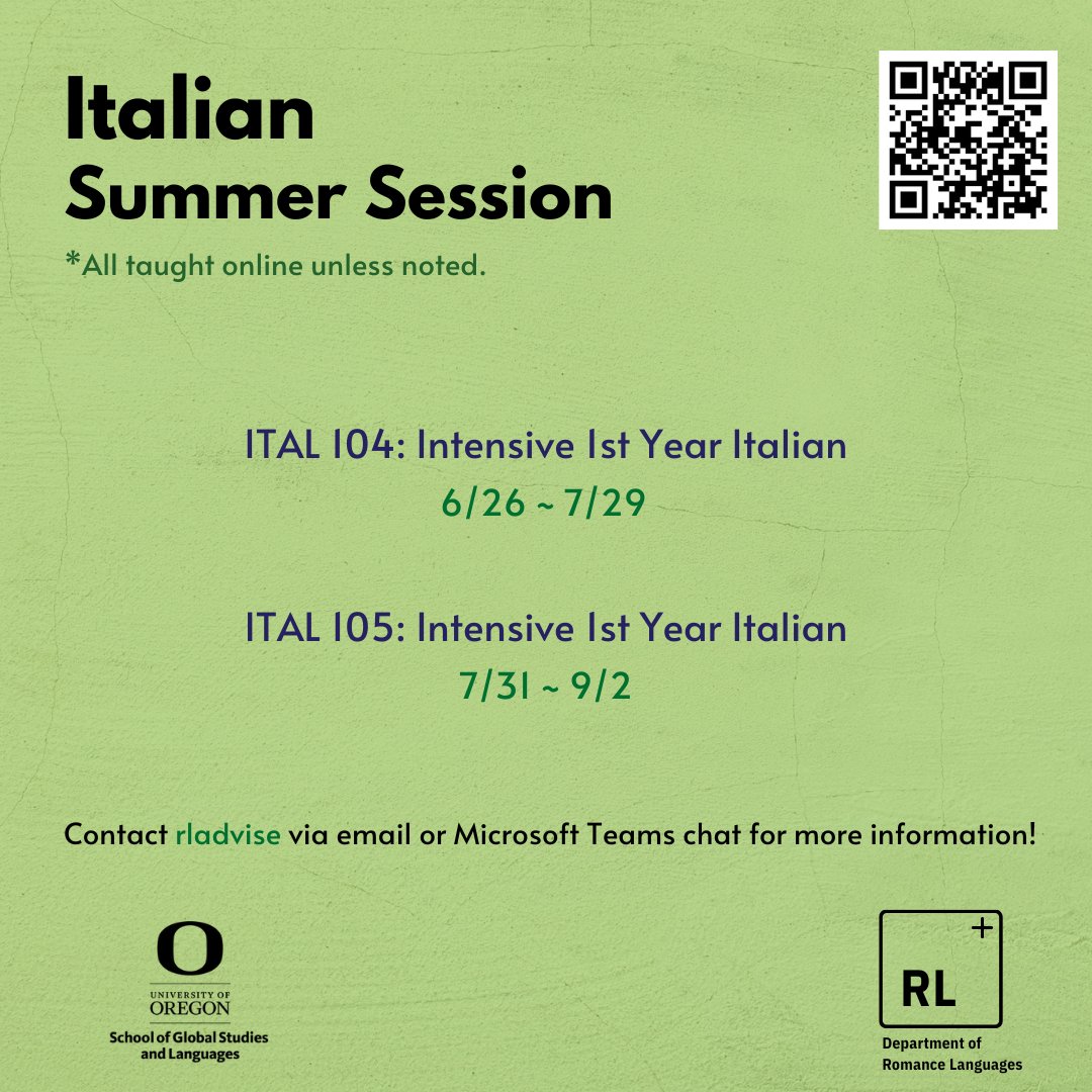 Study #Italian this summer #online at #uoregon <a href="/uoromance/">UO Romance Languages</a> <a href="/uo_gsl/">UO School of Global Studies and Languages</a>