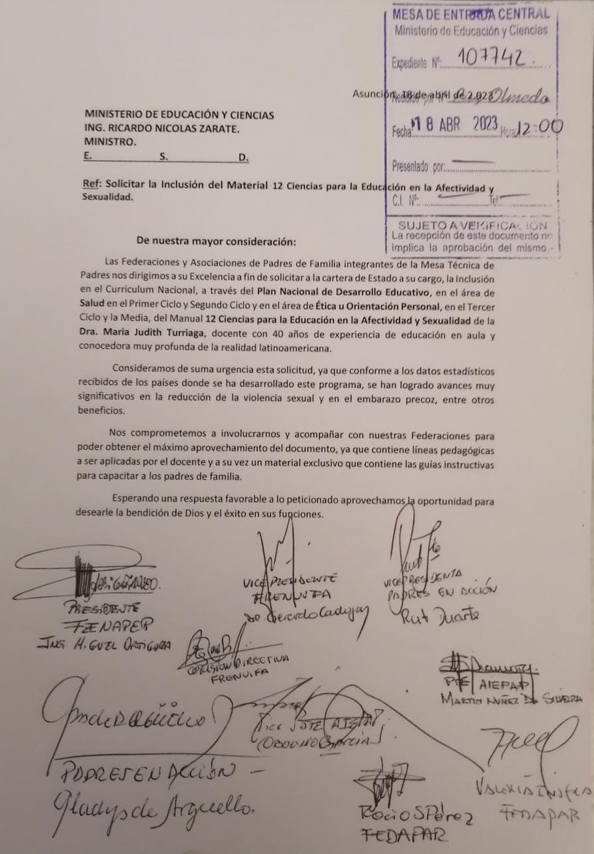 FenapepParaguay's tweet image. Nuestra Federación así como las demás que integran la Mesa Técnica de Padres, hemos hecho el pedido formal al @MECpy para el uso del material 12 Ciencias luego de haber participado de las capacitaciones viendo el potencial beneficio para la educación. 

#MTP
#12Ciencias.
