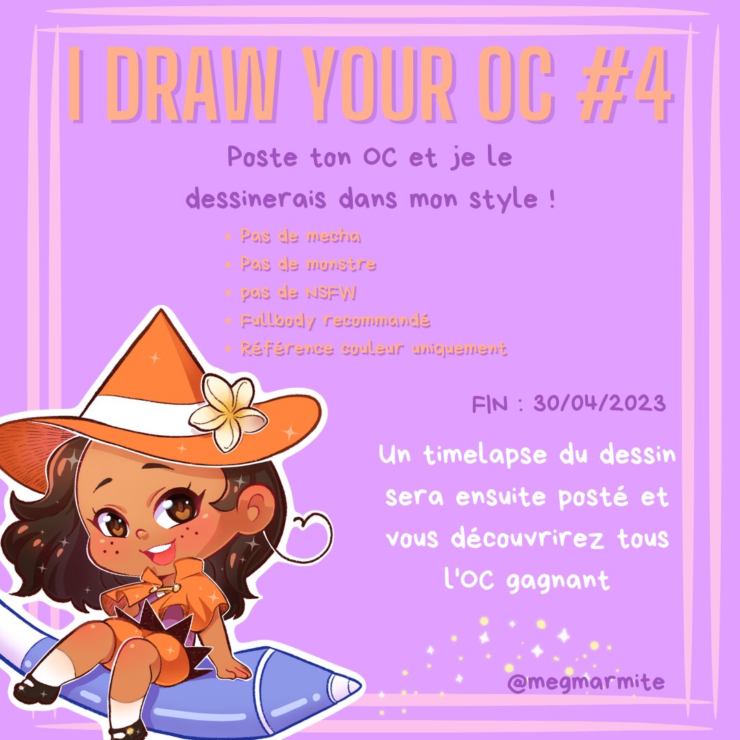 MegMarmite's tweet photo. #IDRAWYOUROC 
🌸Quatrième édition c'est parti ! 🌸

Postez un de vos OC ci-dessous en respectant les règles !  

🌸1 OC par personne !  Tirage : 30/04/2023 https://t.co/LDZzlWF7ie