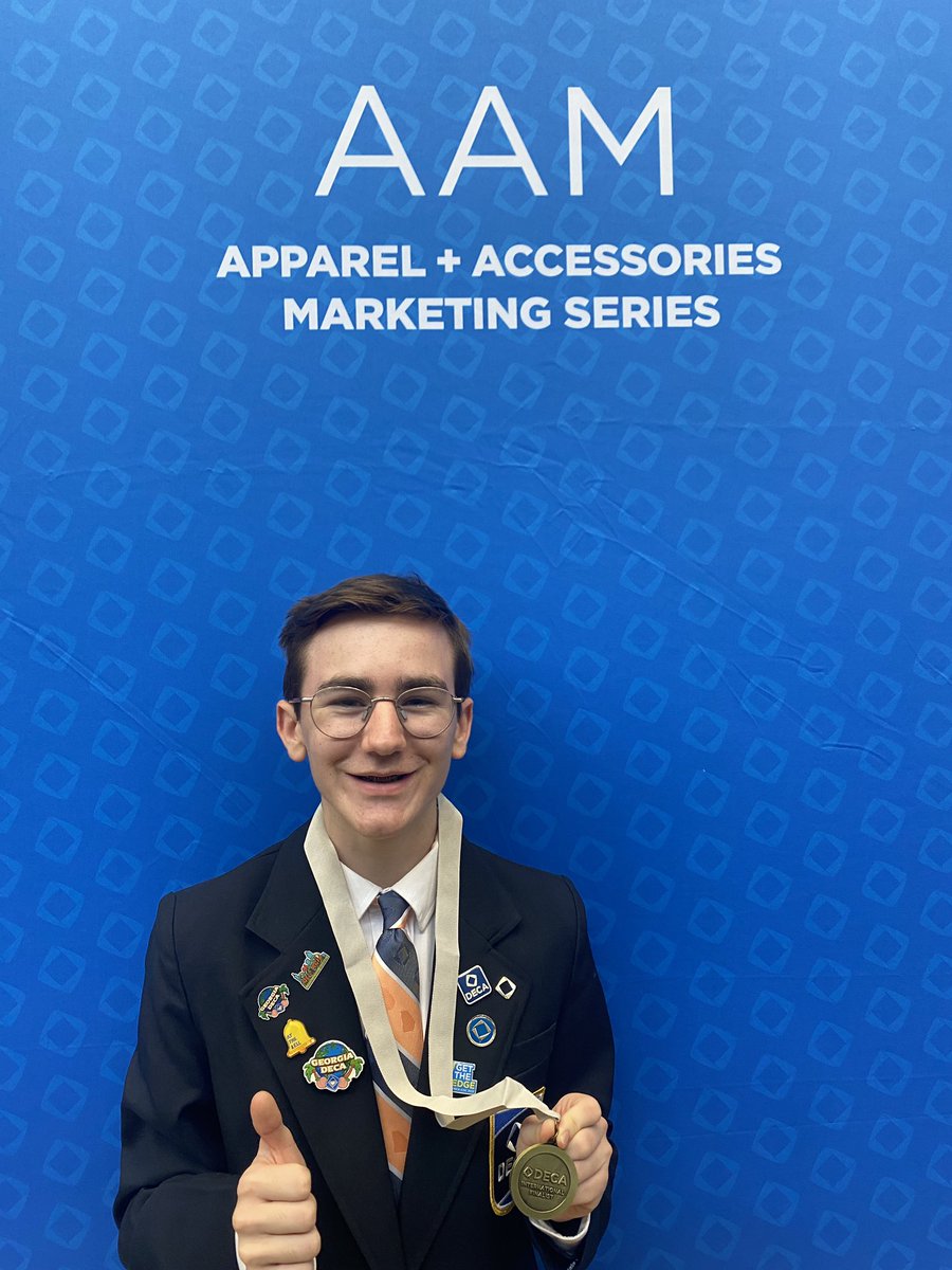 OconeeDeca's tweet photo. Congratulations to Brady Hawkins on earning a medal in Apparel &amp; Accessories Marketing at the International Career &amp; Department Conference facing competition around the country and globe!  We are so proud of Brady and his accomplishment! #ICDCOrlando #gadeca #WeAreOne https://t.co/iUzZjGTMLj