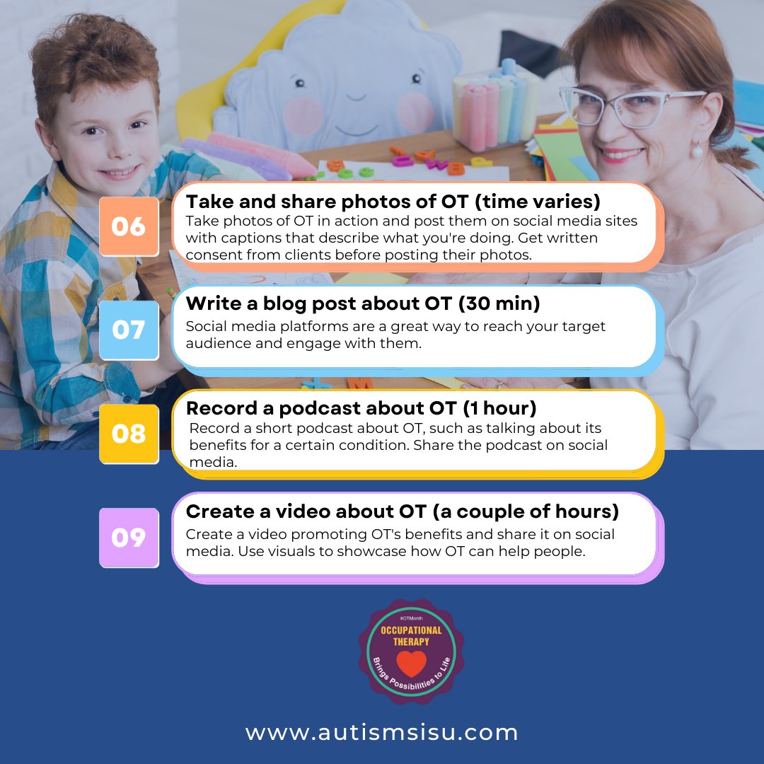 MeerbachAmber's tweet photo. 9 Easy Ways to Promote Occupational Therapy Online - Join the movement this Occupational Therapy Month and spread the word about the incredible benefits of OT! Let's work together to enhance the lives of our clients and raise awareness about the power of occupational therapy. https://t.co/LszIrgW5OR