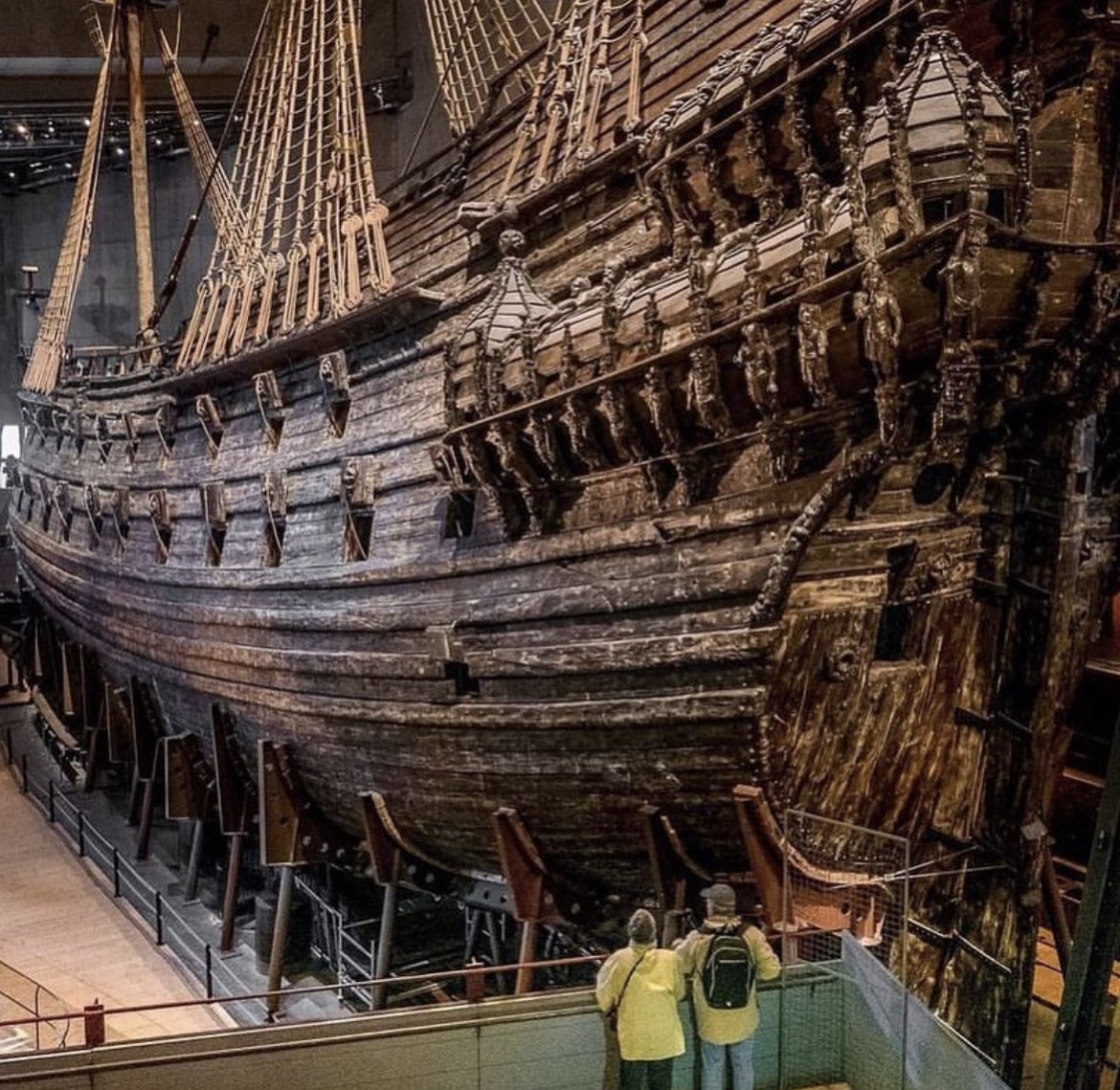 The Swedish warship Vasa. It sank in 1628 less than a mile into its maiden voyage and was recovered from the sea floor after 333 years almost completely intact. It is now housed at the Vasa Museum in Stockholm, it is the world's best preserved 17th century ship.