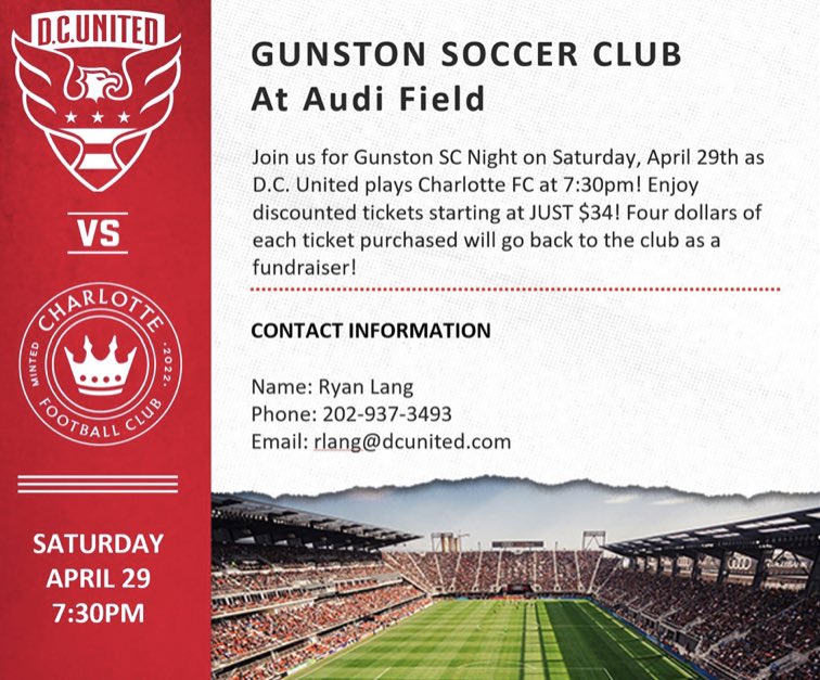 GunstonSC's tweet image. Come join us at the DC United game this Saturday!

fevogm.com/event/Gunstons…