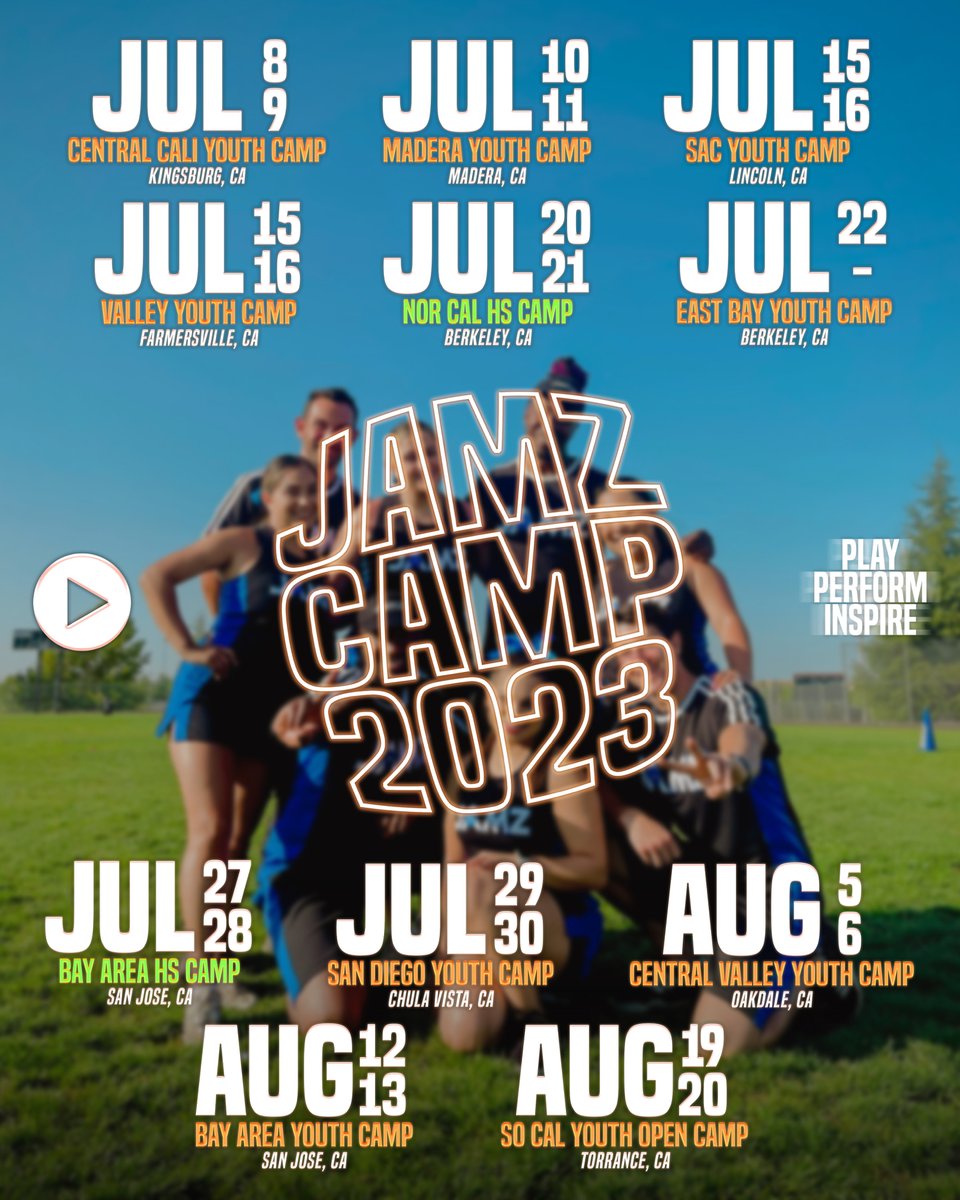 #JAMZCamp REGISTRATION IS OPEN! 🎉

Hit the 🔗 to view all the Youth &amp; High School Camps we’re offering this season (so far) &amp; book your spots today! ☀️🌴 bit.ly/JAMZCamp23