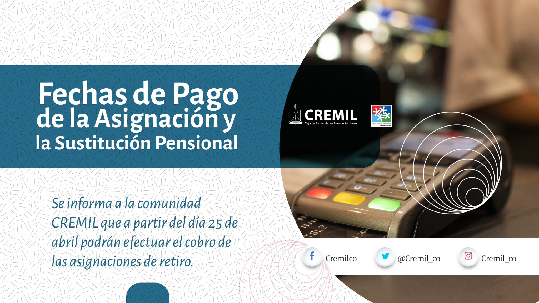CREMIL on Twitter "CREMILinforma la fecha de pago de la asignación de retiro y sustitución