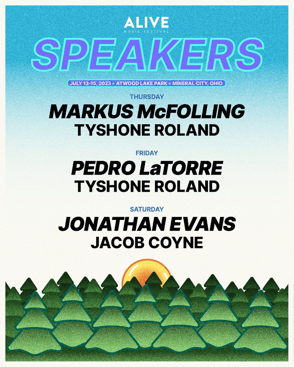 AliveFestival's tweet photo. The official #AliveFest 2023 Speaker Lineup is here 🎤🙌 https://t.co/eYStCX7DIF