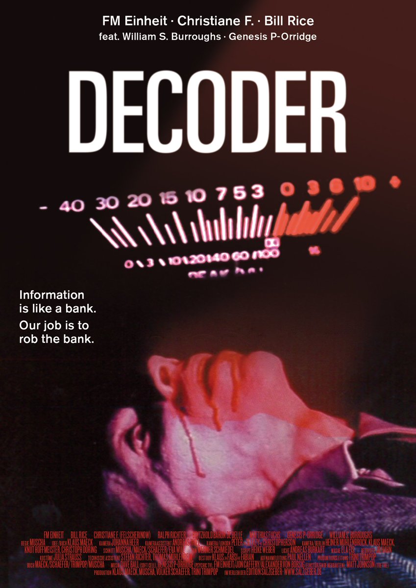 Fareedonfilm's tweet image. Everyone! Listen to our latest podcast on Muscha's cyber-punk cult classic, #Decoder (1984) on @Tubi!
We dive into this William Burroughs-inspired dystopia to ask: in the dump and detritus of mass media, do we gain a surprising path to revolution?
on.soundcloud.com/YcTC1