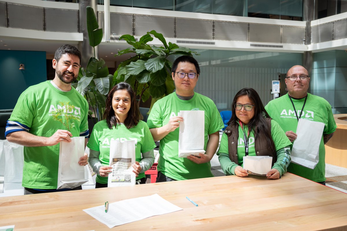 AMD's tweet image. We love to see our team embody sustainability in and out of the office. From community clean-ups, to clothing drives, and finding ways to make their spaces a little greener, check out all the ways AMDers around the 🌏 celebrated #EarthDay together!