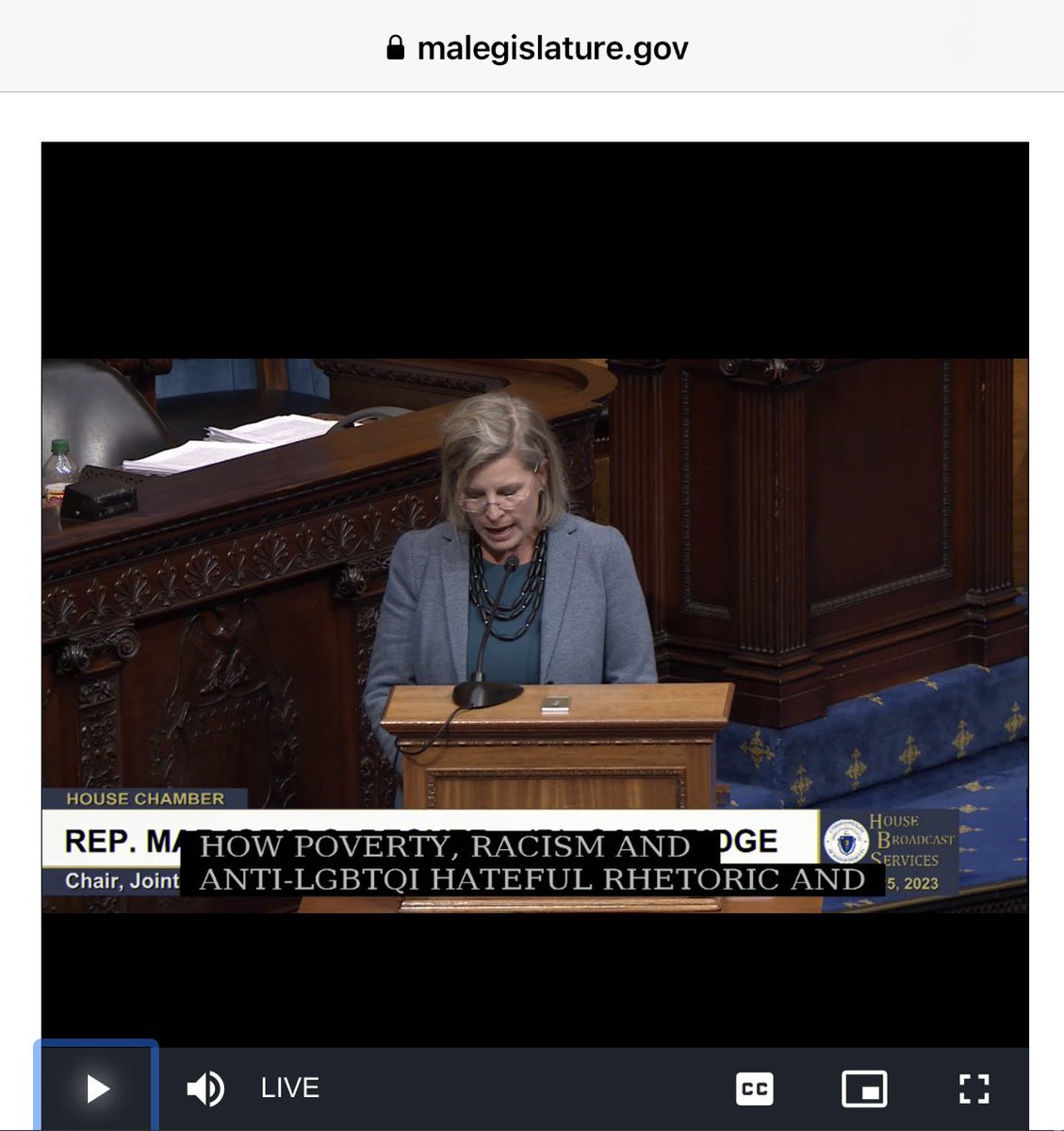 MassFiscal's tweet photo. .@MarjorieDecker now speaking about a massive consolidated amendment which virtually no one has any idea what’s in it. The massive spending amendment was debated outside of the public’s view, media not even allowed. #mapoli https://t.co/r3n5oAxEwV
