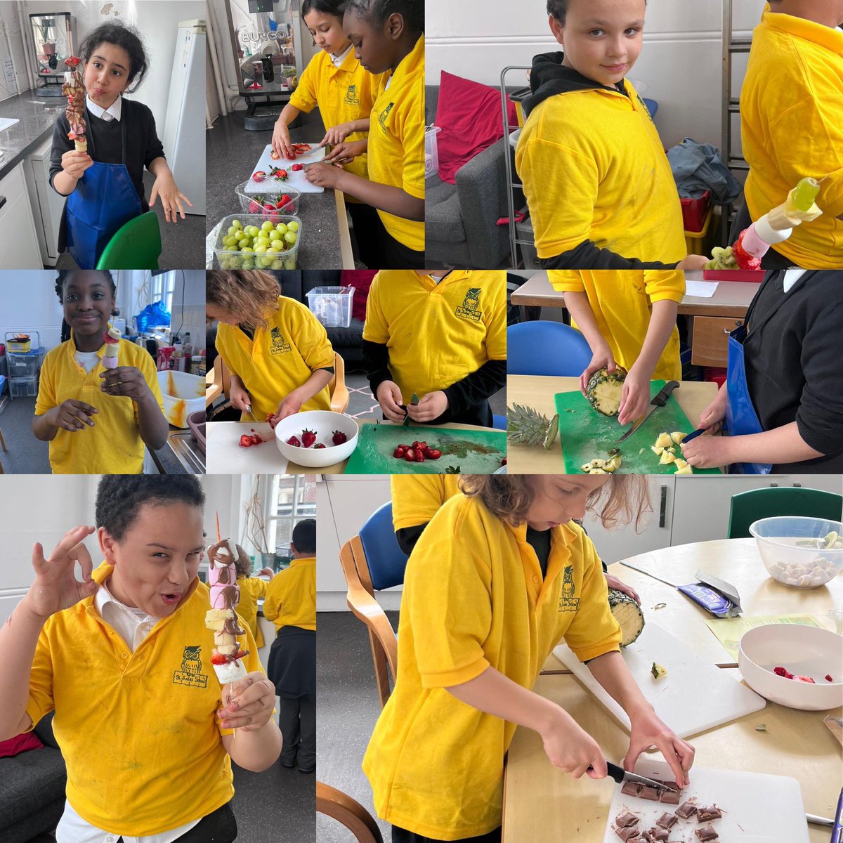 Making fruit and marshmallow kebabs with chocolate sauce 🍡😋  #PrimaryDT #foodtech