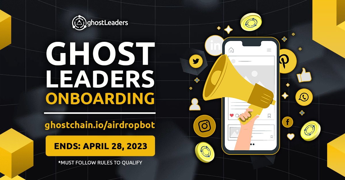 realGhostChain's tweet photo. 📢 Join #ghostLeaders and earn even more $GMV rewards🚀👻

To qualify you MUST:

✅Earn 20+ $GMV tokens w/ #gNFT
✅Join https://t.co/oHDu9AwriR
✅Setup Profile in #ghostAirdropBot

Onboarding ends on Apr 28, 2023

#defi #blockchain #Web3 #Tokengiveway #Airdrop #NFTGiveaway #Token https://t.co/p1JMdc4dzi