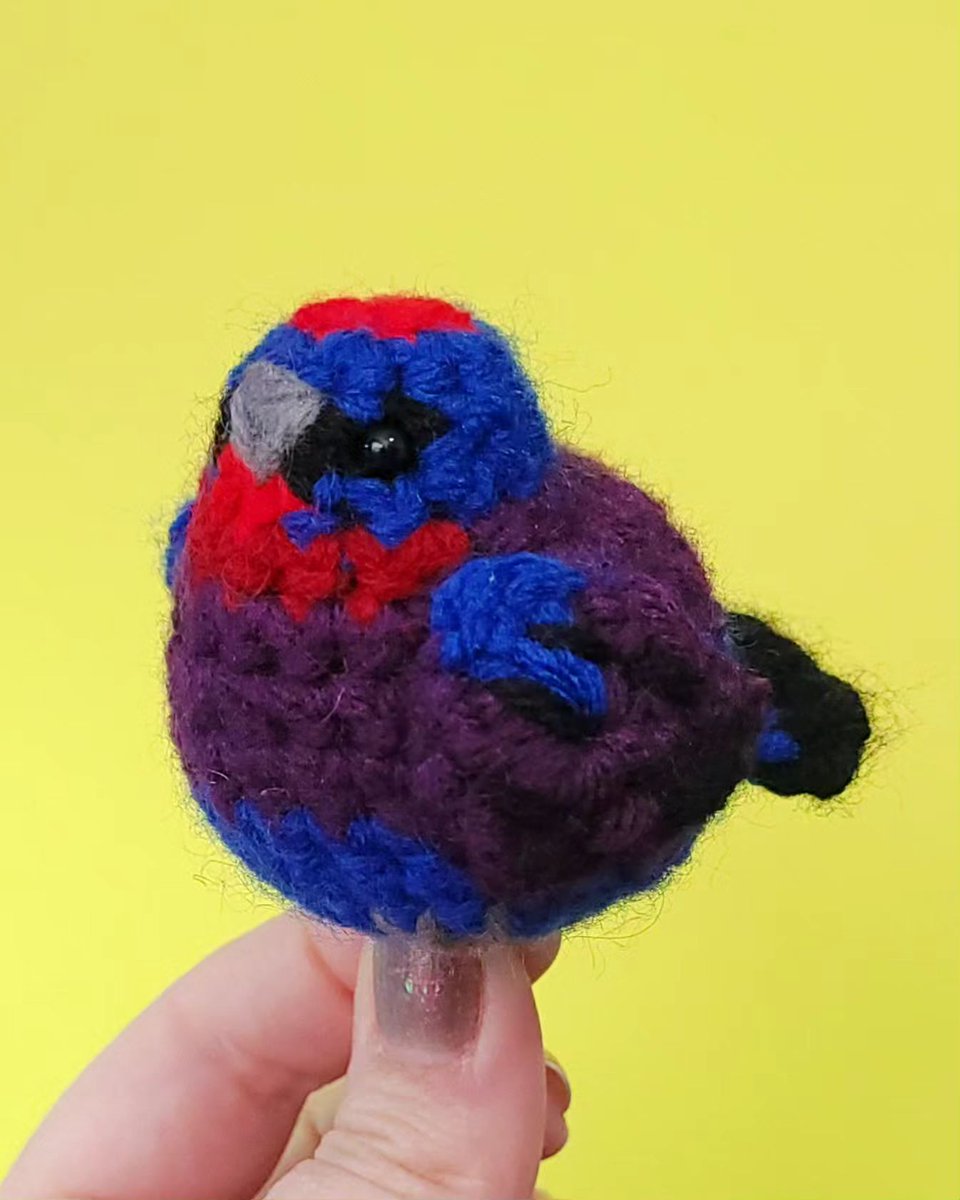 This is a Varied Bunting. It was difficult to figure out the color pattern on this one. #birds #birder #amigurumiartist #amigurumi #birdstagram