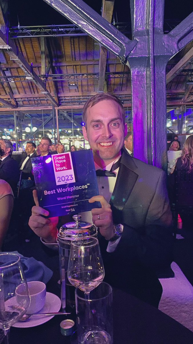Beyond thrilled to be 14th in the @GPTW_UK #ukbestworkplaces top 100! 🥳 

#wordmonster #gptw