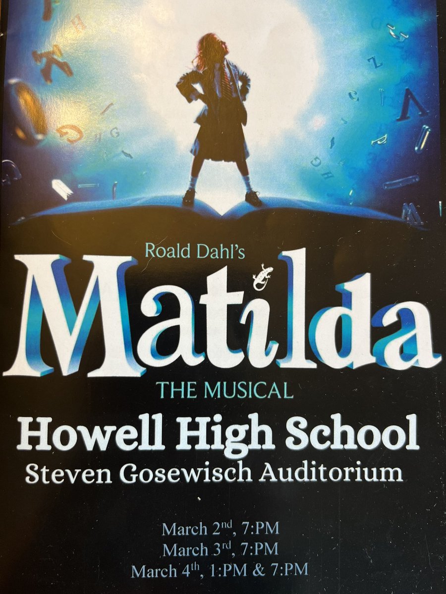 16 Basie award nominations for the cast, crew and staff of Matilda including outstanding Set Design (@JCholo09 ) and outstanding director (@rachel_ciani). Plus 6 nominations from Murder is Announced. Incredible job by fantastic and talented people 💙. @BravermanHHS #wearehowell