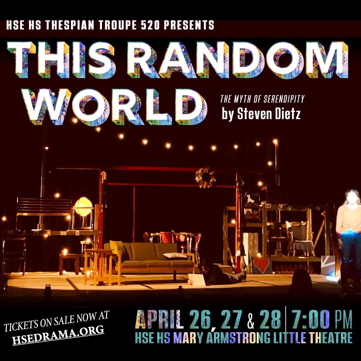 Capping off a great season with an old favorite. Come see HSE HS Thespian Troupe 520’s production of “This Random World” on Wednesday, Thursday and Friday at 7PM. Go to hsedrama.org for tickets!