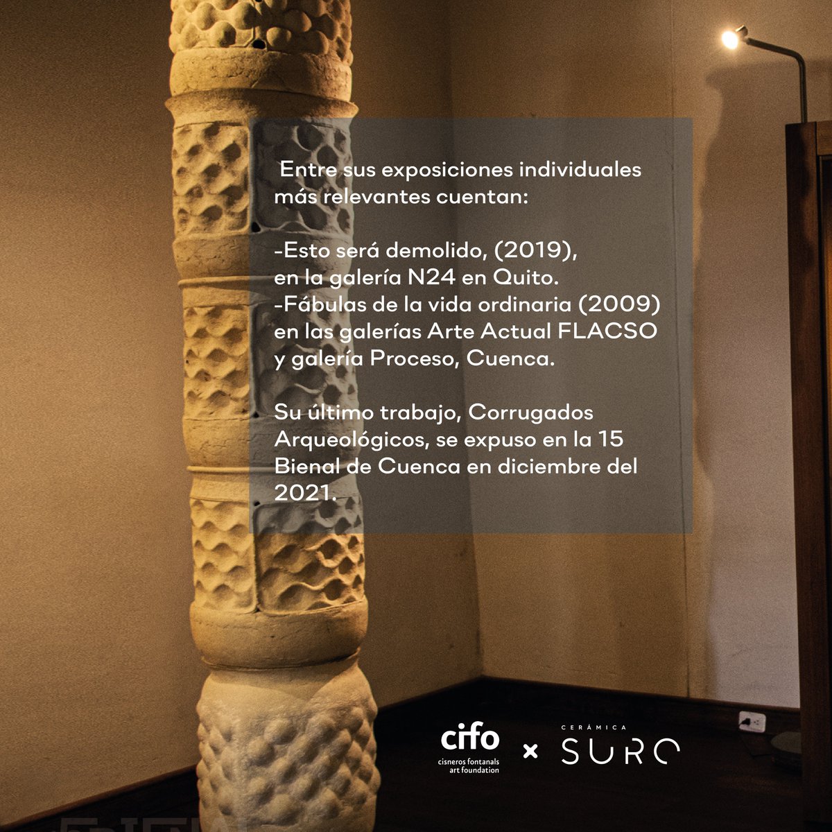 ¡CIFO y Ceramica Suro se complacen en anunciar una nueva residencia colaborativa de artistas como parte de nuestro Ciclo de Becas y Comisiones 2023! La artista ecuatoriana Natalia Espinosa ha sido seleccionada para la residencia en Guadalajara, México. 🎉