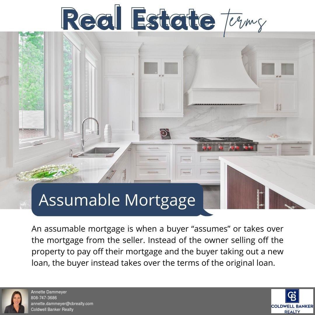 AnnetteDammeyer's tweet photo. 👩🏫Today's Real Estate Term is Assumable Mortgage. In many cases, mortgages aren't assumable because the mortgage contract contains a due-on-sale clause
#assumablemortgage #loanoptions #mortgage #mortgageoptions #yourhelpfulrealtor #annettedammeyer #yourlocalrealtor #realestate https://t.co/UvPW54DMEd