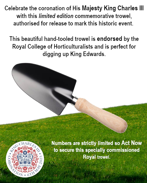 Proper_Obvious's tweet image. Celebrate the coronation with this beautiful hand-tooled garden implement.