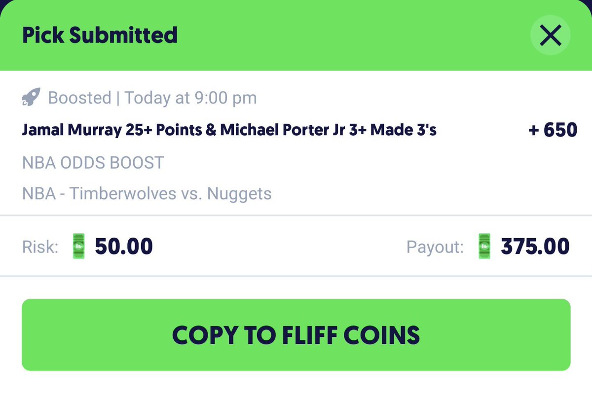 Plus Boosts on Twitter "Fliff Jamal Murray 25+ Pts & MPJ 3+ 3s Made