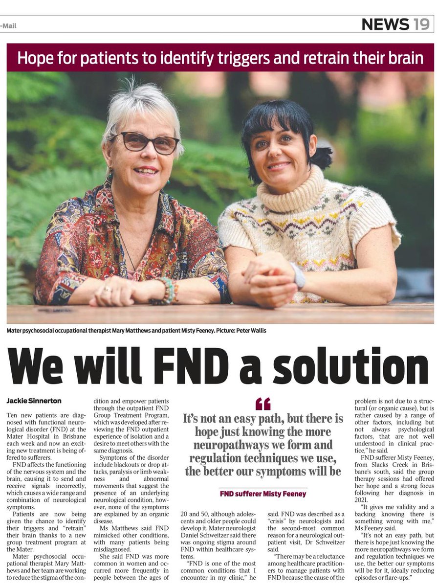 maryartshealth's tweet photo. Todays paper FND in the spotlight,well done Misty for being an FND warrior. #fndawarness #FNDandOT #FNDgroupprogram #FND #ot https://t.co/P7iLWXnAuo