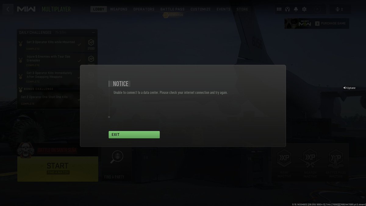 OptaneGaming's tweet photo. Anyone else's game not working right now ?? @ATVIAssist  Or is just me ?? @CallofDuty 

#ModernWarfareII #MWII #Optane #OptaneGaming https://t.co/aKmSifmhfU