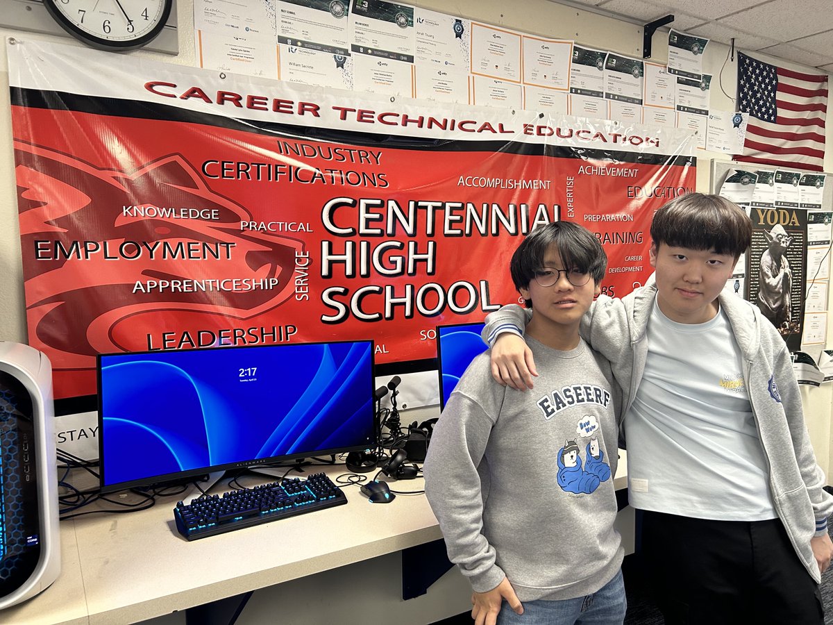 So proud of these amazing students in our Computer Science program who competed in the Riverside County Programming Competition...say hi to Taeksoo Kwon (2nd Place) and Connor Kim (4th place). LOVE IT!!! <a href="/Cen10Huskies/">Centennial HS, CNUSD</a> <a href="/CNUSD/">Corona-Norco USD</a> #CNUSDFUTUREREADY