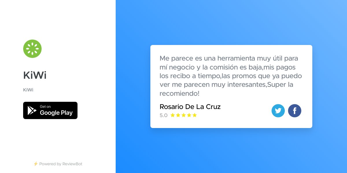 conKiWiMX's tweet photo. 5 Star Review: "Me parece es una herramienta muy útil para mí negocio y la comisión es baja,m..." https://t.co/jC2A0c7Oxo https://t.co/pESoPFDtVh