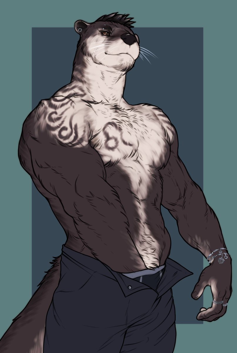 ArtMovd's tweet photo. Someone (@ArbitraryStag ) said Otters are not Hot. Roast him guys. (also this was an attempt to design an OC for him). https://t.co/PLFMnIlJ3j