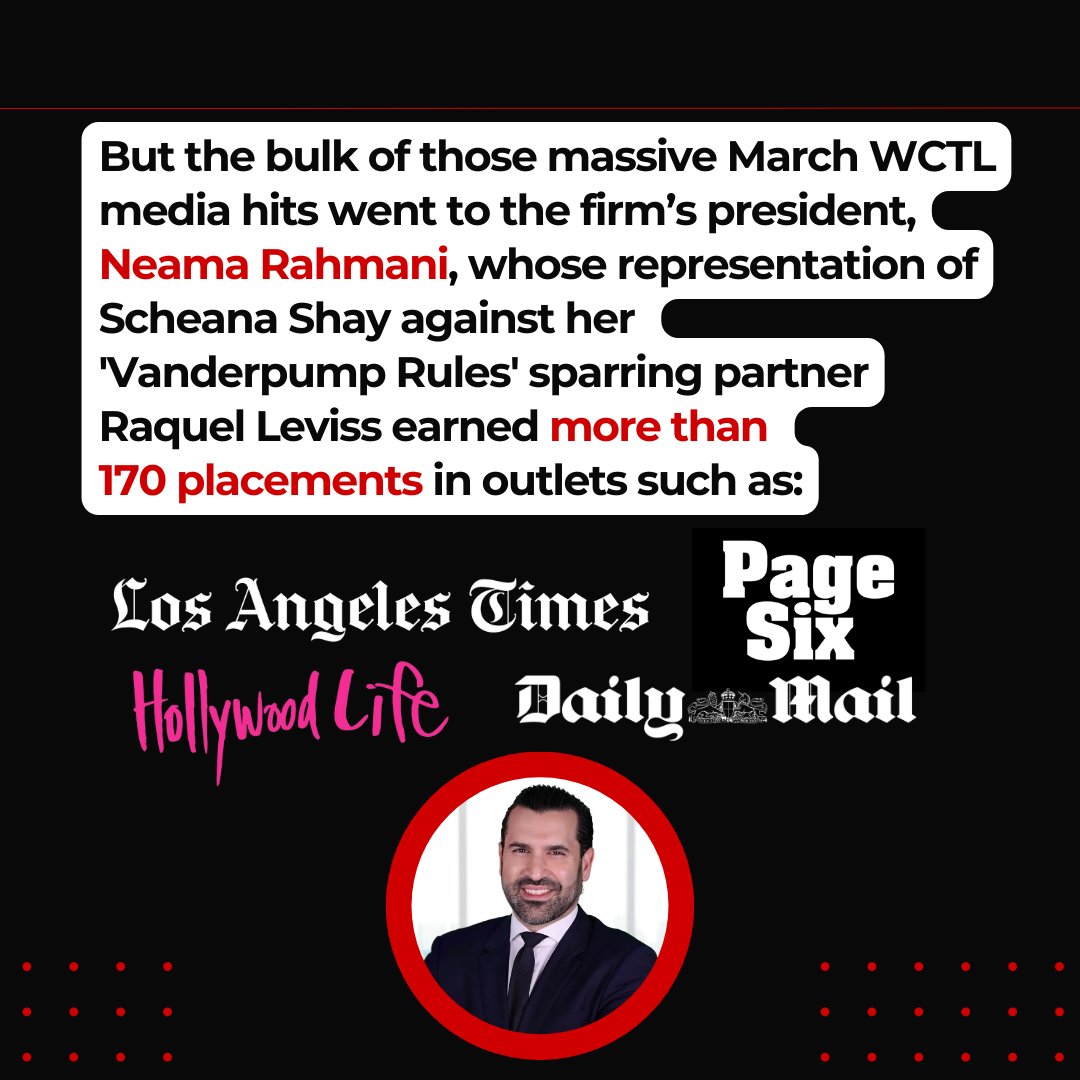 NewsroomPR's tweet photo. @lawdragon_news This is just one highlight of a powerhouse spring season in which we scored 231 placements worth $7.3 million for West Coast Trial Lawyers (WCTL) in their lawsuit against #KanyeWest and representing #VanderpumpRules star #ScheanaShay against costar #RaquelLeviss. https://t.co/WGpzgtkxpk