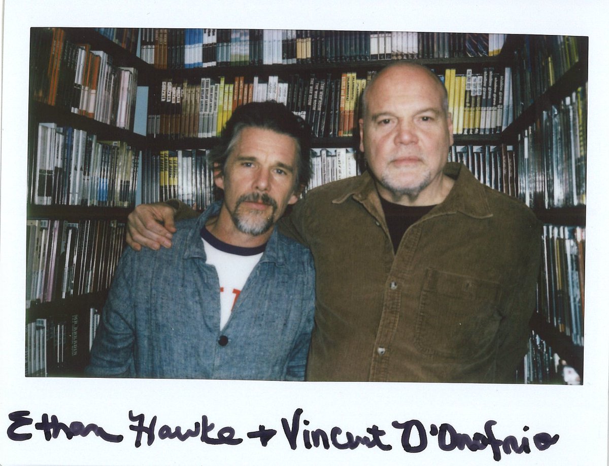 Criterion's tweet photo. A great visit today from Ethan Hawke and Vincent D'Onofrio! ✨ https://t.co/6ogp1VvuPs