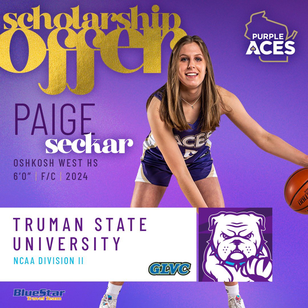 ⭐️2024 Paige Seckar
⛹🏽‍♀️6’0” | F 
🐤 @paigeseckar 
🏫 Oshkosh West High School

Earned a scholarship offer from Head Coach Theo Dean and @NCAA Division II Truman State University Bulldogs of the GLVC‼️

💜♠️#AcesEarnIt #MoreAces
