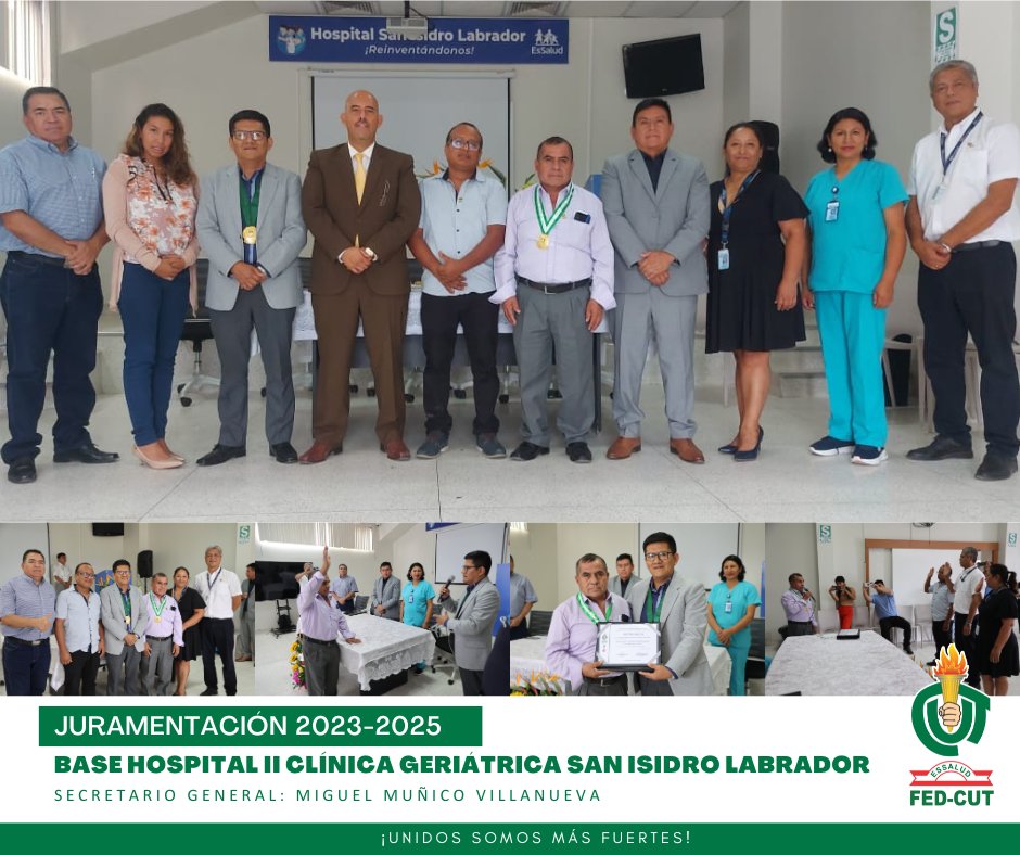 FedCut's tweet photo. ✋ #Juramentación| Extendemos nuestras congratulaciones a la flamante Junta Directiva de la Base Hospital II Clínica Geriátrica San Isidro Labrador encabezada por su Sec. General y compañero Miguel Muñico. ¡Muchos éxitos en sus labores sindicales! ¡Unidos somos más fuertes!✊ https://t.co/cX90p8xA57