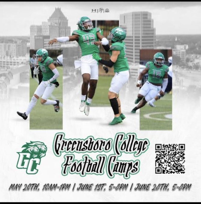 Come compete and get evaluated at our first summer camp on 
May 20th. Please follow the link to register: …rocollegefootballcamps.totalcamps.com/shop/EVENT  🟢⚪️🏈🦁 #BuildTheBoro x #RunWithThePridw x #BringTheJuice