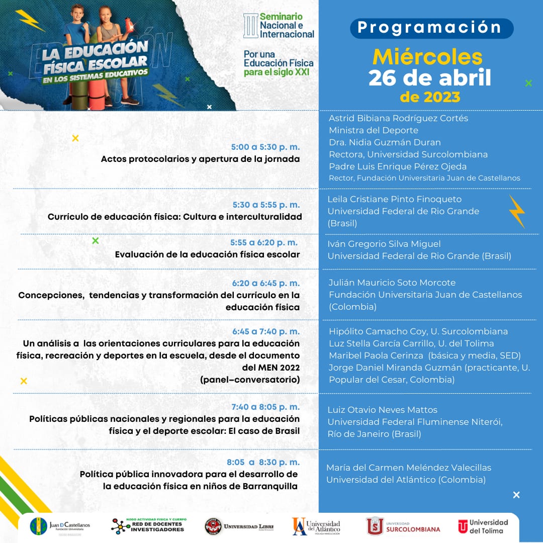 reddi_docentes's tweet photo. *III Seminario Nacional e Internacional* 
*La Educación Física Escolar en los Sistemas Educativos*
*“Por Una Educación Física para el Siglo XXI”*

 (Abril 26 – 27 y 28 de 2023 de 5 a 8:30 p.m. hora de Colombia)

Transmisión 
https://t.co/40hsVfgTZj
https://t.co/UciDVqTSPM https://t.co/foPt8YRZgu