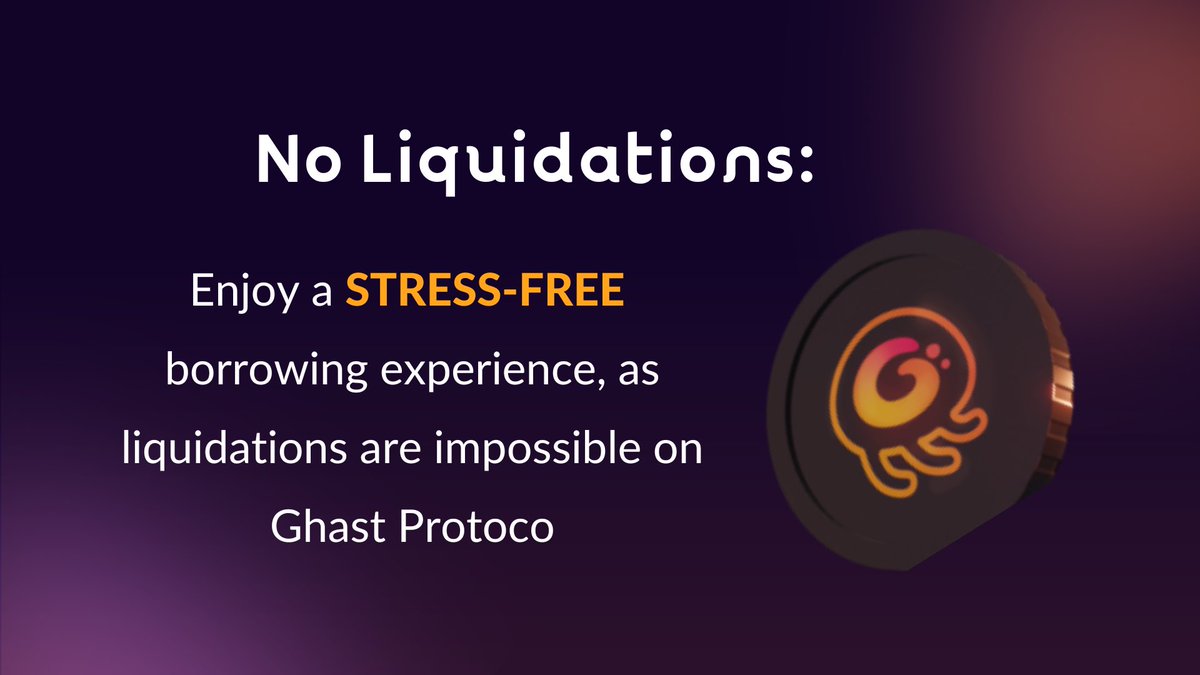 GhastProtocol's tweet photo. 6/ No Liquidations! Enjoy a stress-free borrowing experience, as liquidations are impossible on Ghast Protocol. ๐ซ๐ง
$GST $GMD $ETH $BTC $ARB $GMX $USDC #noliquidations https://t.co/JCEN9FpOOA