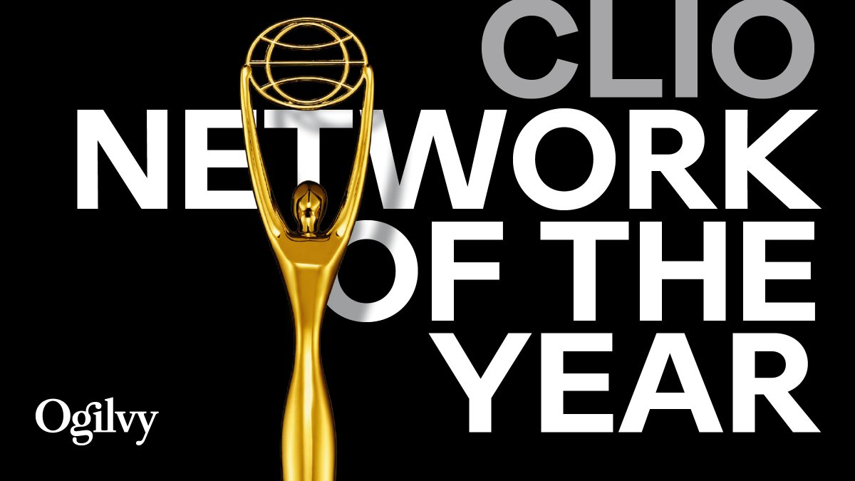 Ogilvy's tweet photo. It is a tremendous honor to be named Network of the Year at the 2023 #ClioAwards! We could not be prouder of all the brilliant teams &amp; amazing clients who contributed to this phenomenal win. Thank you! #BorderlessCreativity @ClioAwards 

Details: https://t.co/PLv5ljnOjG https://t.co/cQG9TLNmHC