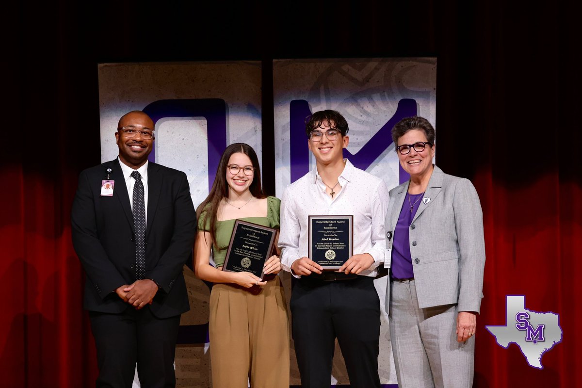 SanMarcosCISD's tweet photo. San Marcos HS hosted their annual Senior Honors and Awards Ceremony on Tuesday, April 25. This years Superintendent Award of Excellence recipients were Abel Trevino and Sofia White. #RattlerUp 

To access more pictures from this event, be sure to read this week’s, #RattlerRecap! https://t.co/5xgbz7Rk4t