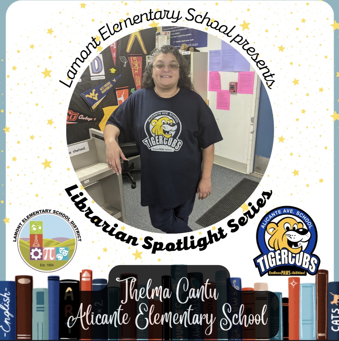 Mrs. Thelma 📚🌸 was highlighted in the Librarian Spotlight series for #NationalLibraryWeek 🥳 her 21 years of service as librarian to our TigerCubs past and present truly shows her love for our community. She loves when students say they love their library too!