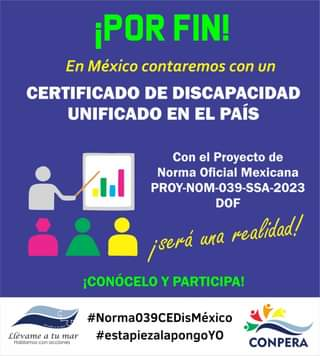 MadijalAC's tweet photo. 🚨¡Por fin! En México contaremos con un Certificado de Discapacidad Unificado en el país.🚨
 Con el Proyecto de Norma Oficial Mexicana PROY-NOM-039-SSA-2023.   

¡Será una realidad! 😃 

👇 Más información abajo en los cometarios. 👇 https://t.co/7ybYksyI8f