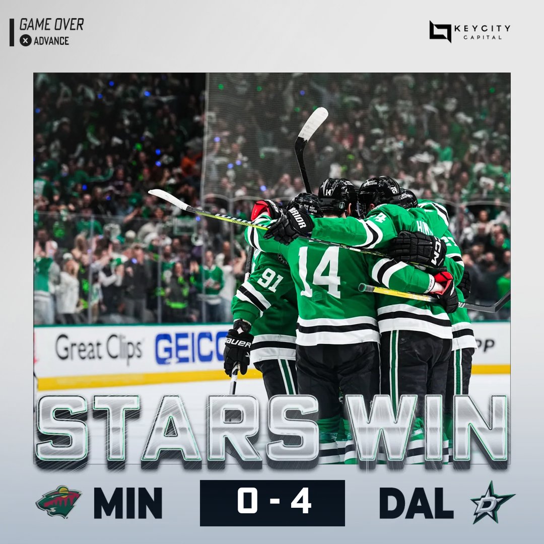 DallasStars's tweet photo. Playoff wins are better than revenge.

#StanleyCup x #TexasHockey https://t.co/SqUYvQ4B7h