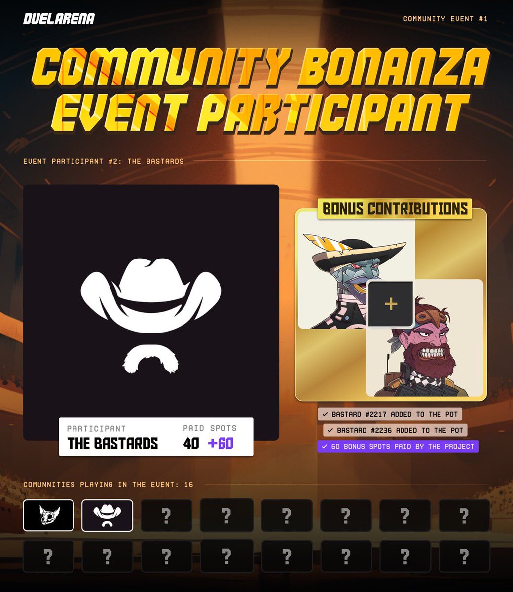 We are delighted to announce that the next partner project for our Community Bonanza #NFT event is none other than @TheBastard_xyz 🤠 Bastards is one of the coolest most recent projects out there. More below 👇