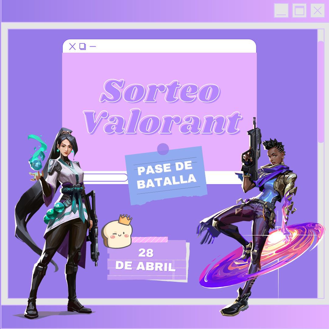 Pam╰(*´︶`*)╯🍞 (@pammpann) on Twitter photo Sorteo de Pase de Batalla de Valorant! 🎁✨
Para participar :
💜Follow <a href="/pammpann/">Pam╰(*´︶`*)╯🍞</a> & @SidedTax
💜Like & rt
💜Menciona a dos amigos!
Ganador se anunciará el 28 de Abril! Suerte c: #VALORANT Sorteo de Pase de Batalla de Valorant! 🎁✨
Para participar :
💜Follow <a href="/pammpann/">Pam╰(*´︶`*)╯🍞</a> & @SidedTax
💜Like & rt
💜Menciona a dos amigos!
Ganador se anunciará el 28 de Abril! Suerte c: #VALORANT
