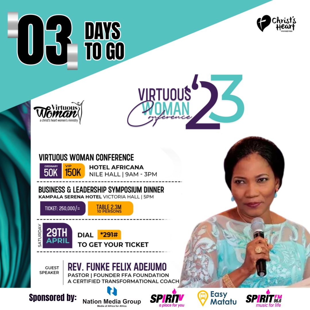 'Whenever there is peace around, that is when you must be more prayerful. This is because the devil comes to strike when people are too relaxed.' ~ Rev Funke Felix-Adejumo 3 DAYS TO GO! 💃🏽 Don't relax, dial *291# to get your tickets. #FunkeInKampala #VirtuousWoman2023