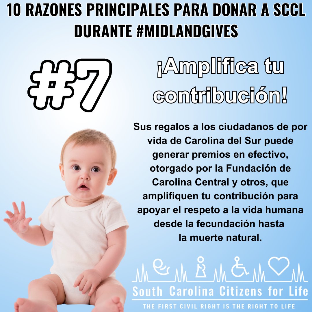 📷 Reason #7 to Give to OCCL During #MidlandsGives! 📷 
Your gifts to OCCL can generate cash prizes, given by This gives OCCL a great opportunity to reach more people with our respect-for-life message!  📷
midlandsgives.org/fundraise/1949…… 
#life4sc #savethebabiessc