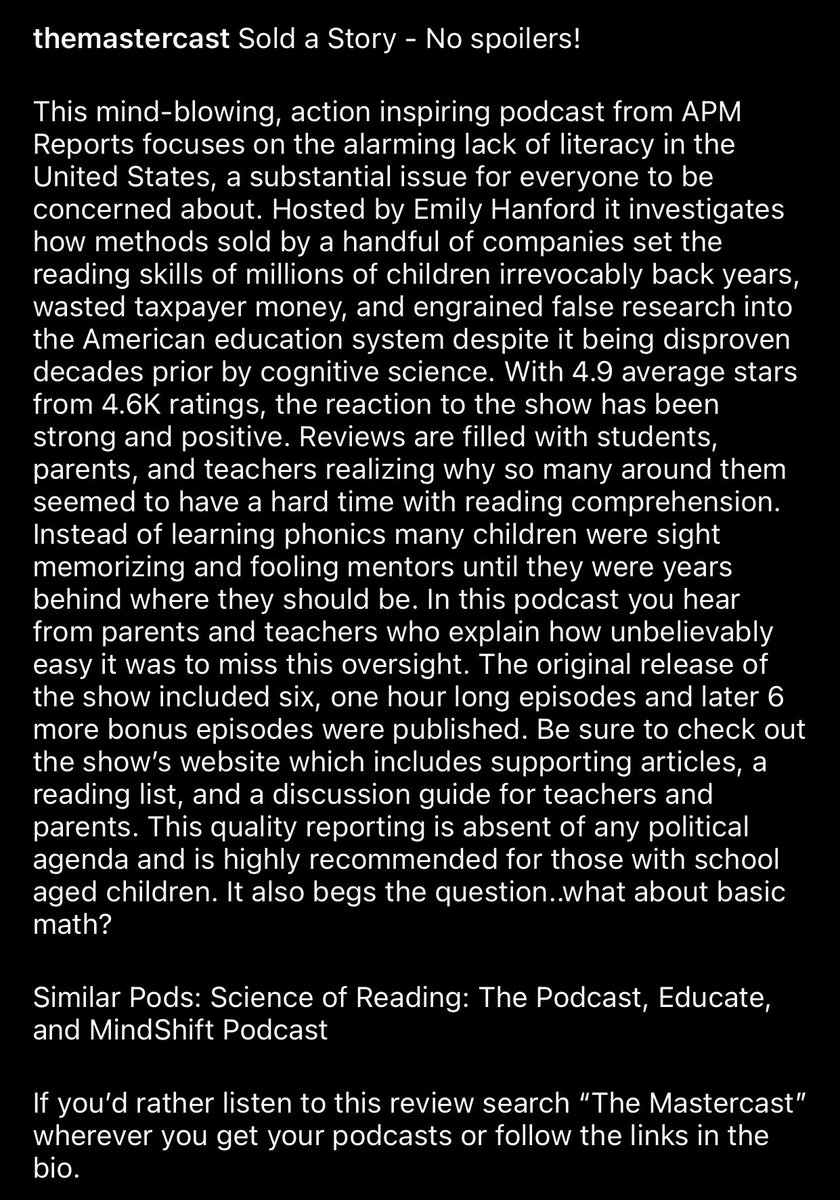 New podcast recommendation! No spoilers! 

#podcast #podcastrecommendation <a href="/apmreports/">APM Reports</a> <a href="/ehanford/">Emily Hanford</a> #education #teacher #parents