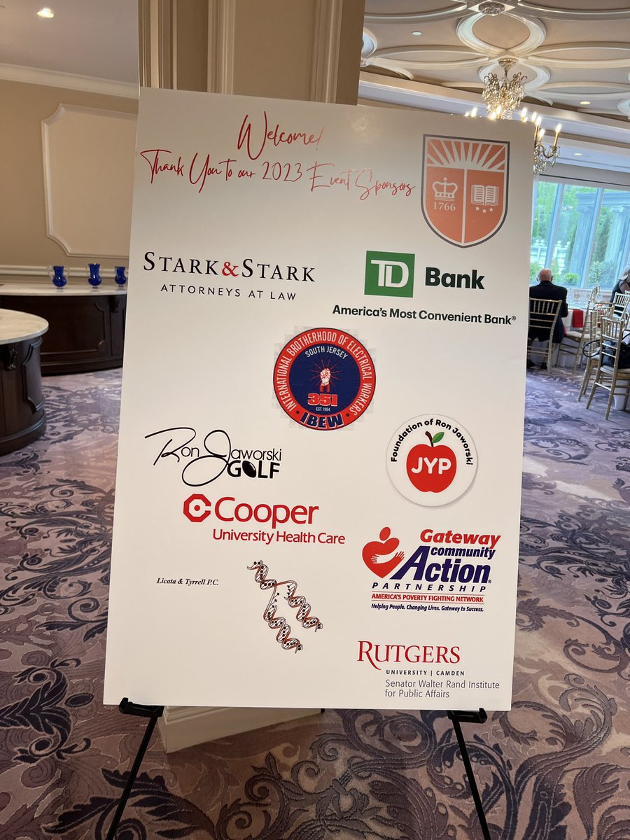 Ron Jaworski (@jawsceoqb) on Twitter photo Honoring @jawsyouthplay and my wife <a href="/lizzerjaws/">liz jaworski</a> tonight as the “2023 South Jerseyans of the Year”, at the Annual Walter & Leah Rand Awards & Scholarship Dinner!
<a href="/OfficialWRI/">Senator Walter Rand Institute for Public Affairs</a> <a href="/Rutgers_Camden/">Rutgers–Camden</a> Honoring @jawsyouthplay and my wife <a href="/lizzerjaws/">liz jaworski</a> tonight as the “2023 South Jerseyans of the Year”, at the Annual Walter & Leah Rand Awards & Scholarship Dinner!
<a href="/OfficialWRI/">Senator Walter Rand Institute for Public Affairs</a> <a href="/Rutgers_Camden/">Rutgers–Camden</a>