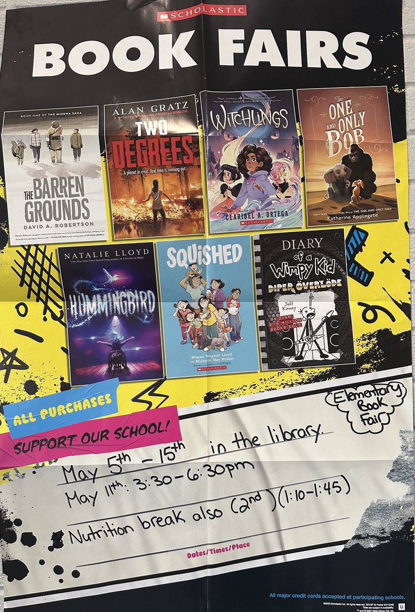 The ⁦<a href="/Scholastic/">Scholastic</a>⁩ Book Fair is coming! May 5- 15.  ⁦@Mlle_Roberts⁩ ⁦<a href="/MmePaftali/">MmePaftali</a>⁩