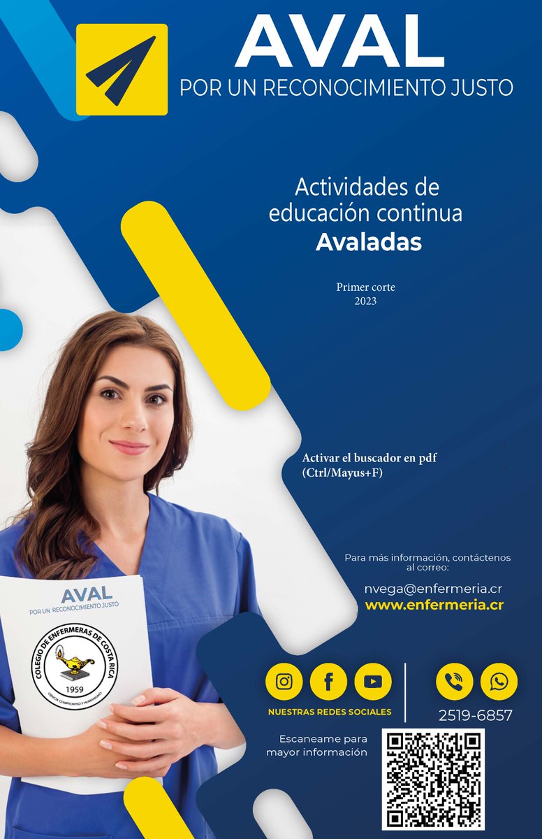 'Conoce las actividades de educación continua sobre el conociendo enfermero actualizado'

Descarga el PDF para mayor información. 📷
enfermeria.cr/.../Comision%2…

#CrecimientoProfesional #ColegioDeEnfermerasCR