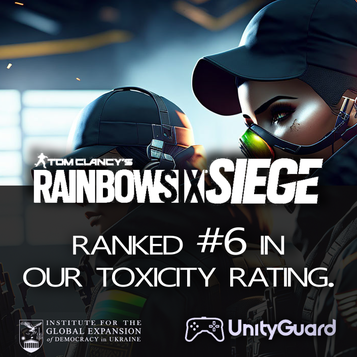 IGEDemocracy's tweet photo. Rainbow Six Siege - This game has been criticized for its toxic community, with players engaging in harassment and abusive behavior. #gaming #AI #OpenAI #ChatGPT #UnityGuard #ToxicityRank #RainbowSixSiege #cyberbullying #antitoxicity https://t.co/SZ9MhTs5dv